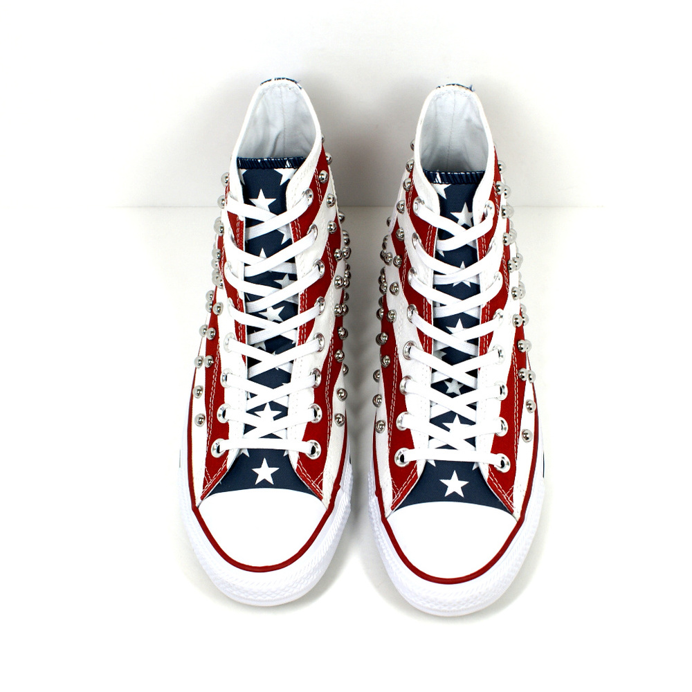 Converse Chuck Taylor Hi Tops Red White Blue Flag - Picture 2 of 6